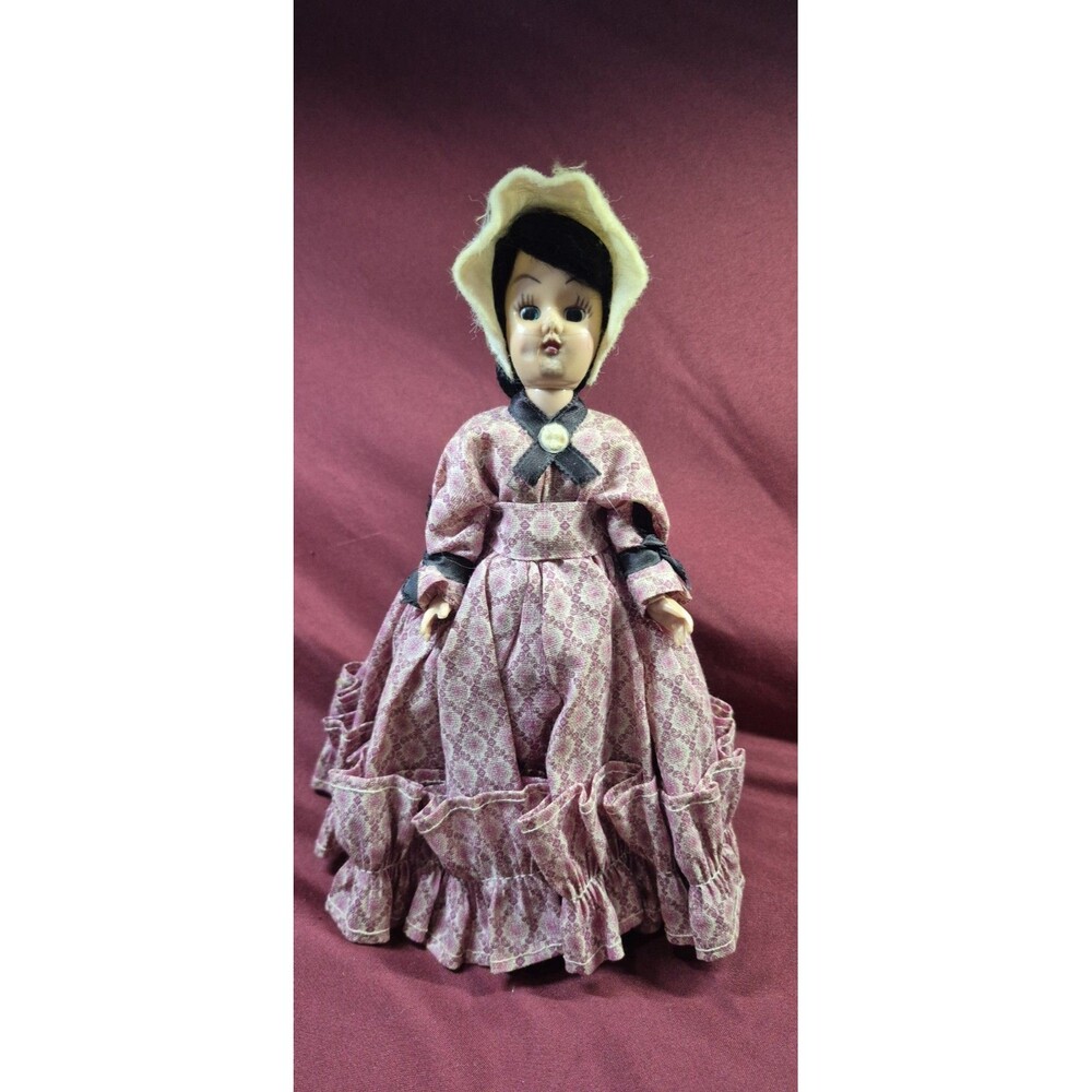 Vtg 1950s Hard Plastic 7" Storybook Character Doll Moving Arms Heart Stand USA